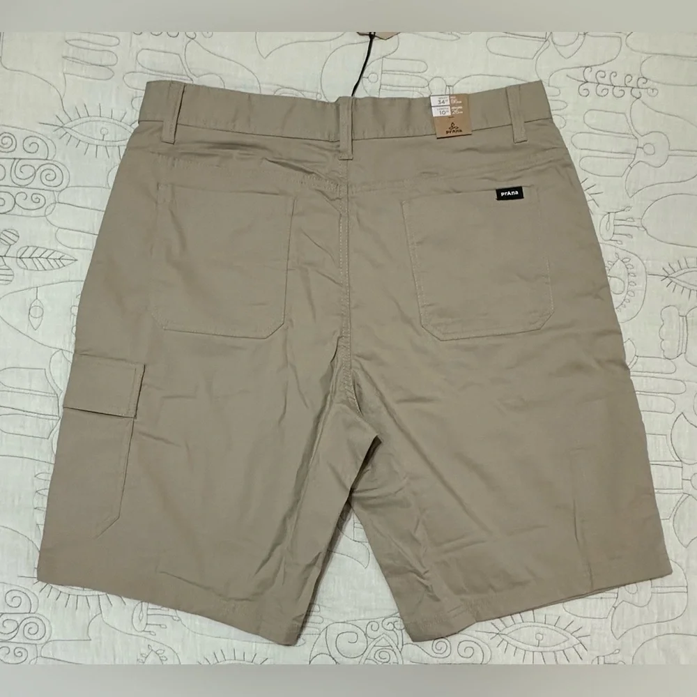 NWT Prana Men’s Double Peak Short Sz 34 10” inseam Sandbar Khaki UPF 50+